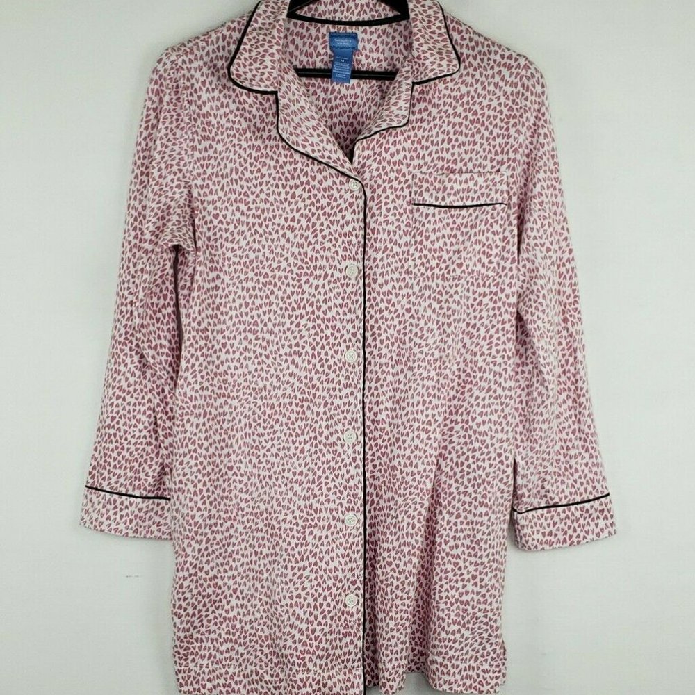 Simply Vera Vera Wang Intimates Women's Sleep Shirt Size Medium Pink Hearts
